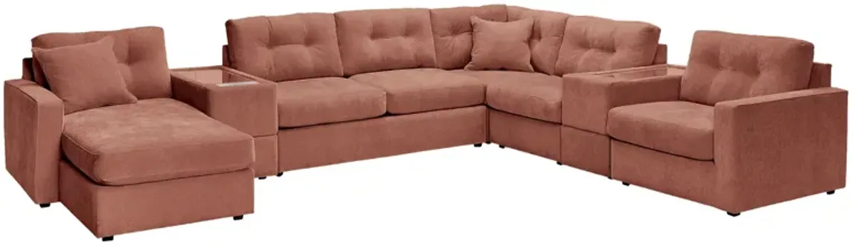 ModularOne Cantaloupe 7-Piece Sleeper Sectional with Left Arm Facing Chaise