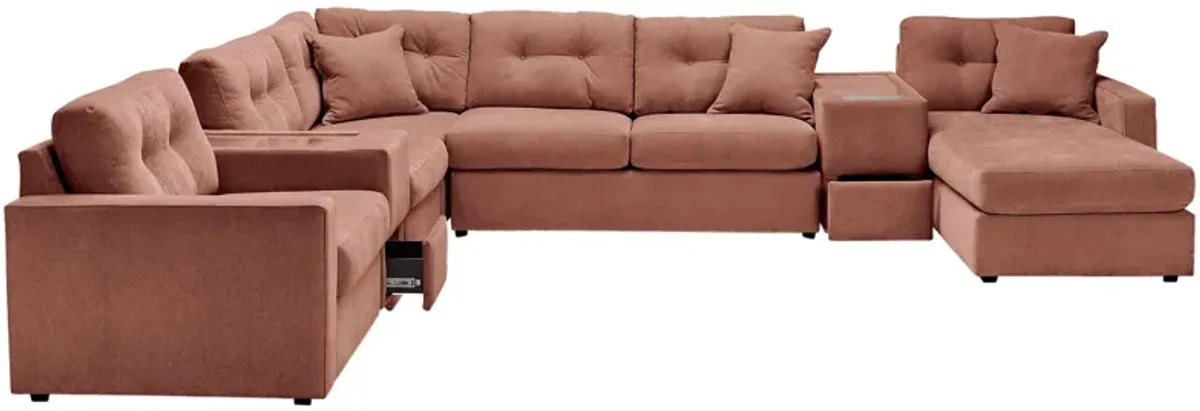 ModularOne Cantaloupe 7-Piece Sleeper Sectional with Right Arm Facing Chaise