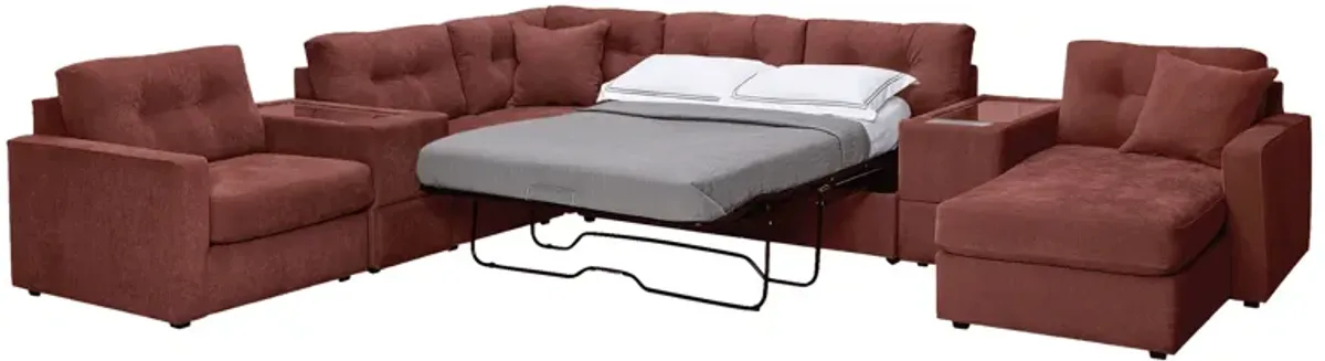 ModularOne Merlot 7-Piece Sleeper Sectional with Right Arm Facing Chaise