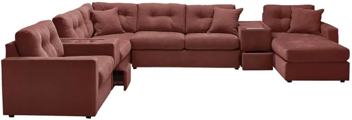 ModularOne Merlot 7-Piece Sleeper Sectional with Right Arm Facing Chaise