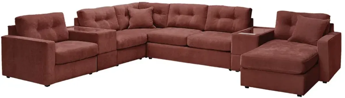 ModularOne Merlot 7-Piece Sleeper Sectional with Right Arm Facing Chaise