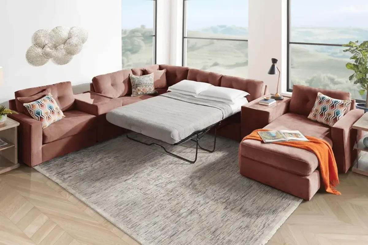 ModularOne Merlot 7-Piece Sleeper Sectional with Right Arm Facing Chaise