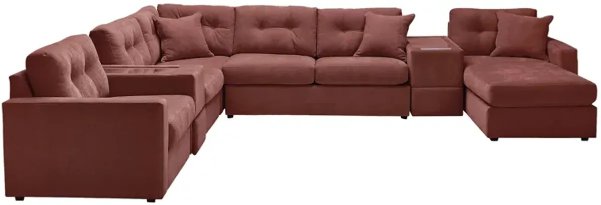 ModularOne Merlot 7-Piece Sleeper Sectional with Right Arm Facing Chaise