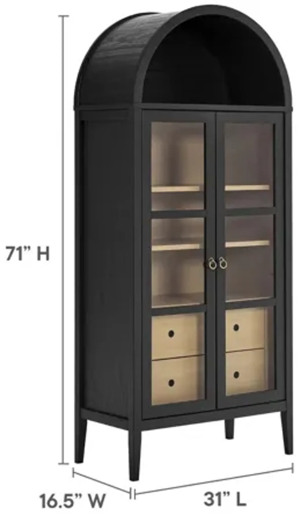 Nolan Tall Arched Storage Display Cabinet