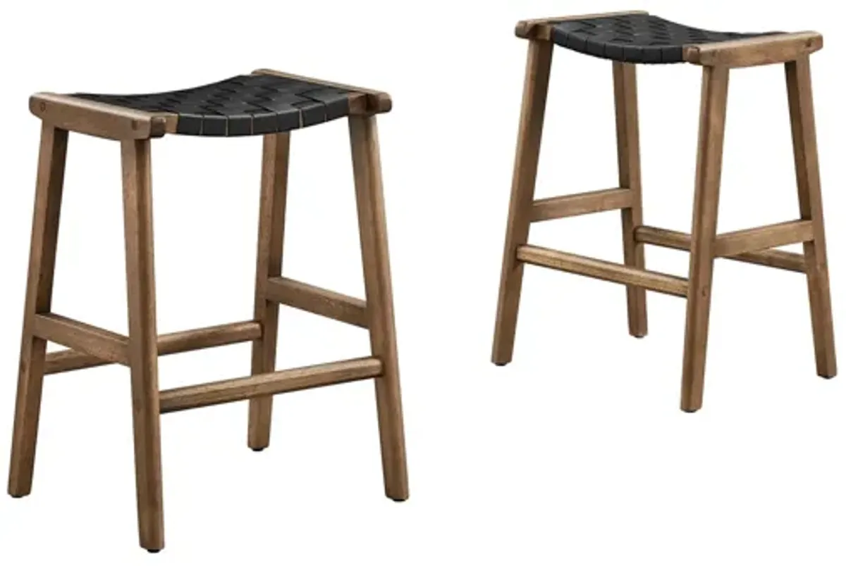 Saoirse Faux Leather Wood Counter Stool - Set of 2