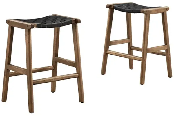 Saoirse Faux Leather Wood Counter Stool - Set of 2