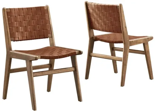 Saoirse Faux Leather Wood Dining Side Chair - Set of 2