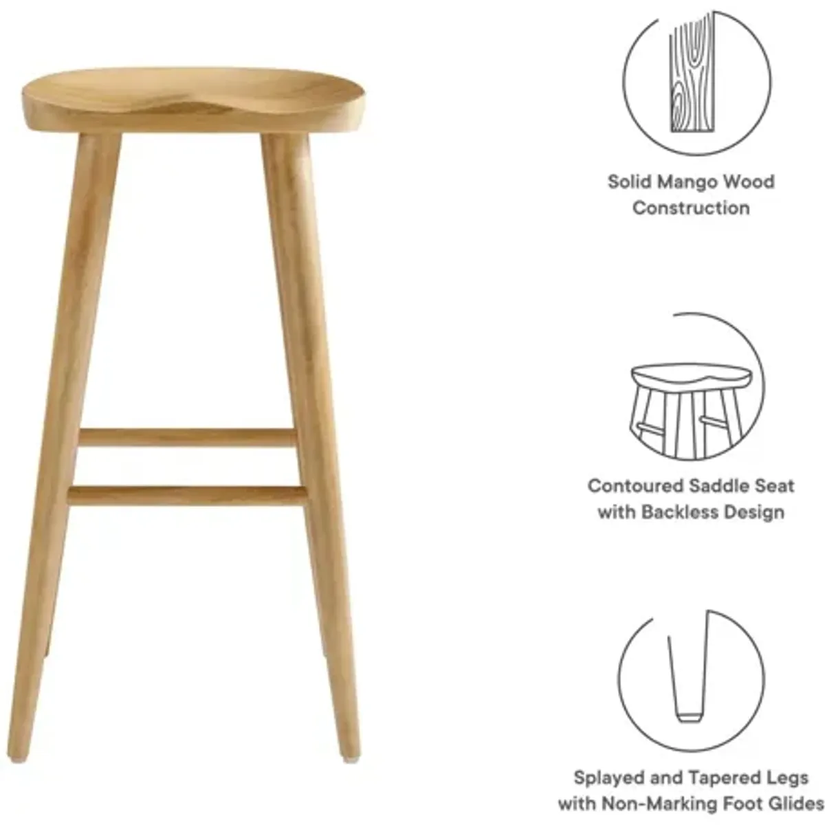 Saville Backless Wood Bar Stools - Set of 2