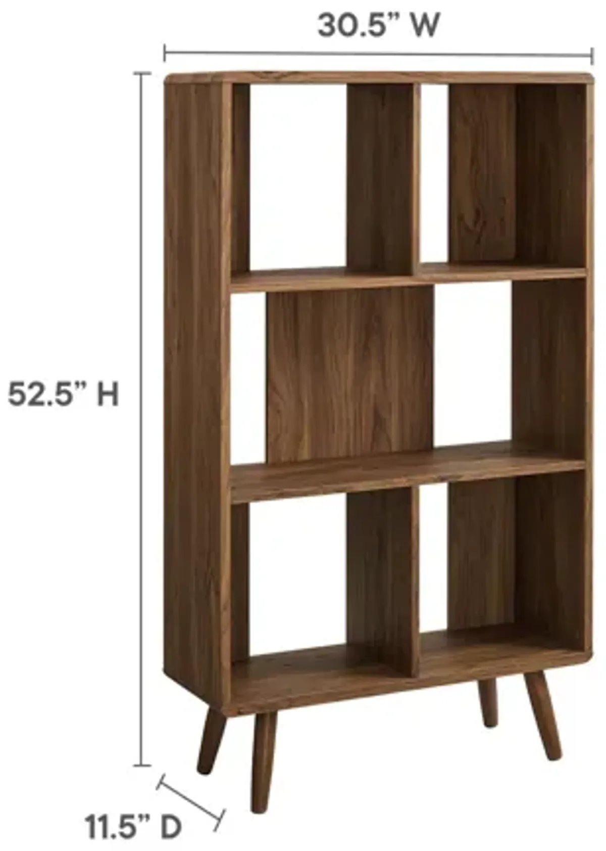 Transmit 5-Shelf Wood Grain Bookcase by Modway