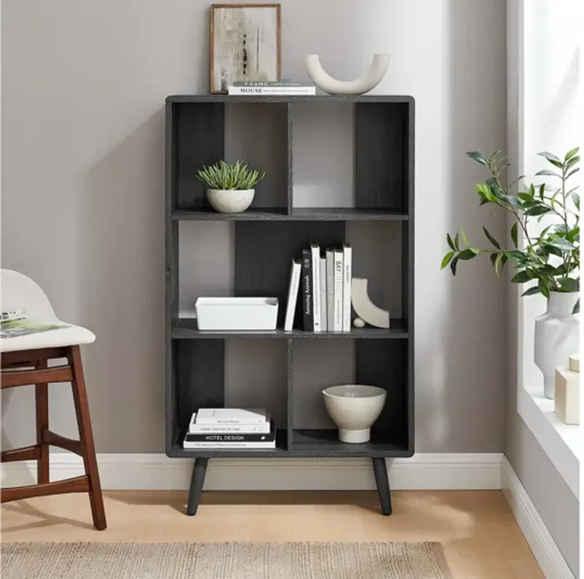 Transmit 5-Shelf Wood Grain Bookcase by Modway