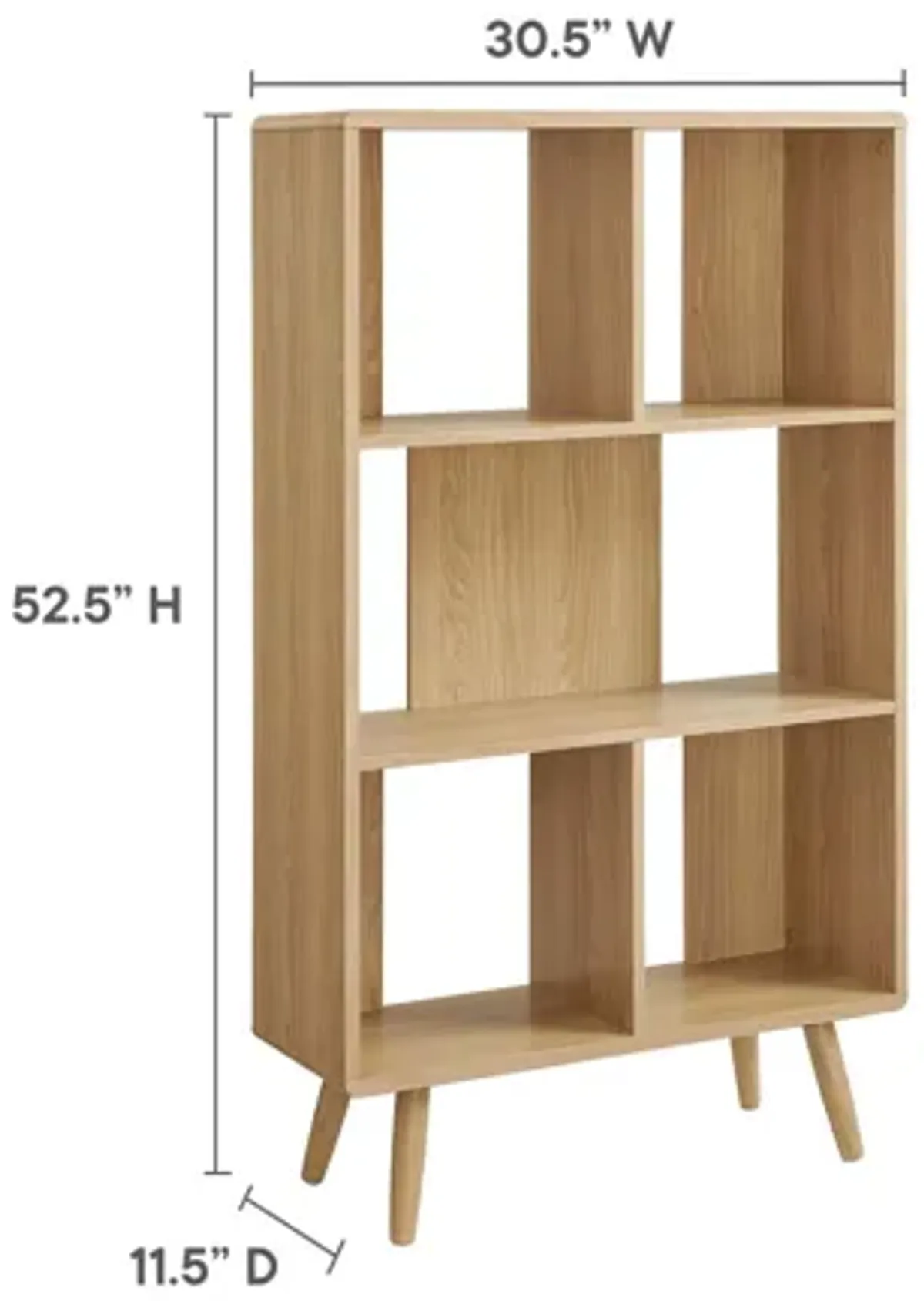 Transmit 5-Shelf Wood Grain Bookcase by Modway