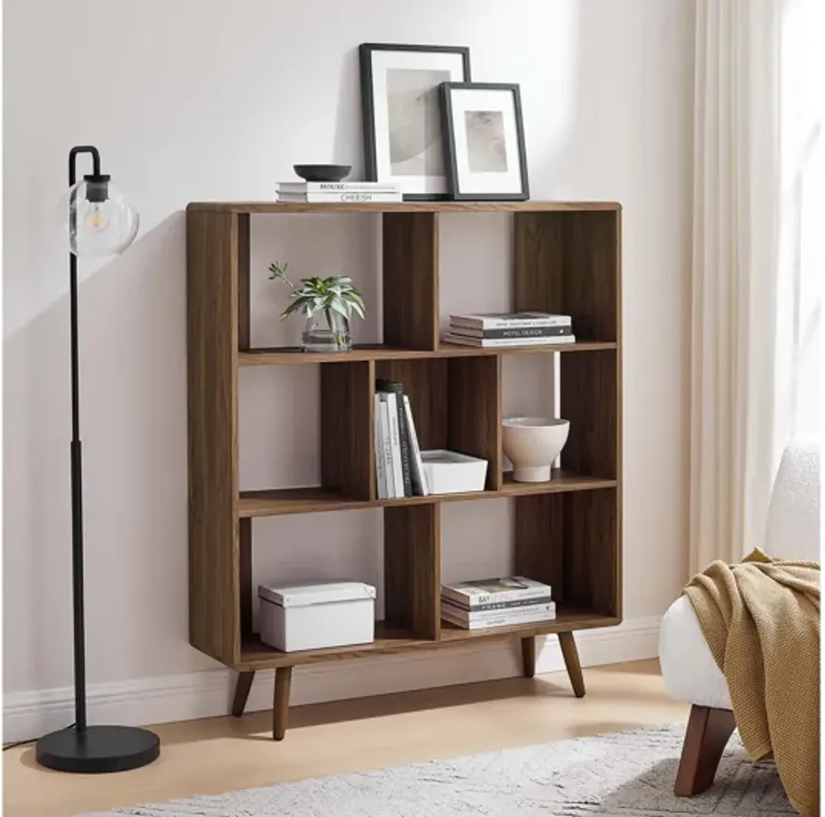 Transmit 7-Shelf Wood Grain Bookcase by Modway