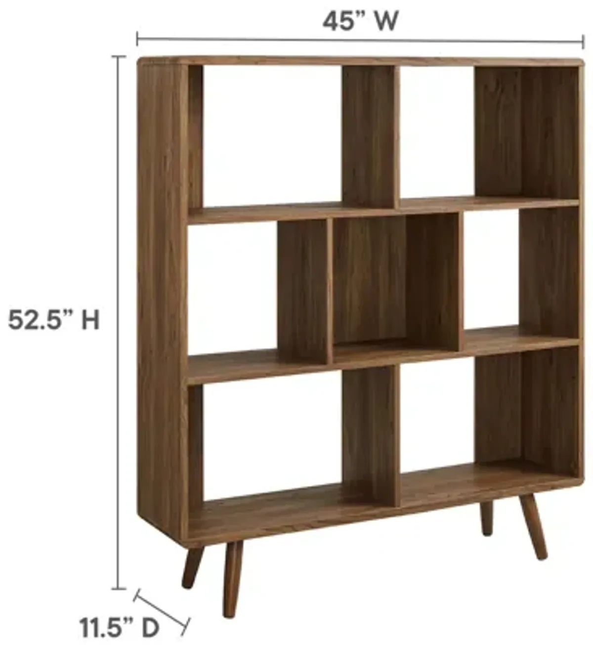 Transmit 7-Shelf Wood Grain Bookcase by Modway