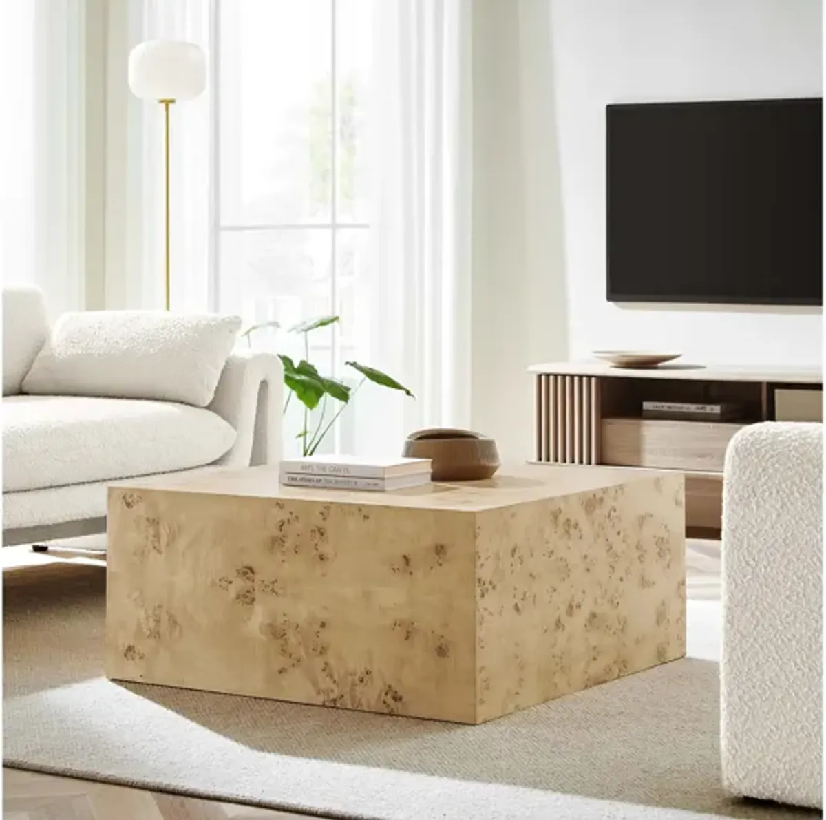 Cosmos 36" Square Burl Wood Coffee Table by Modway