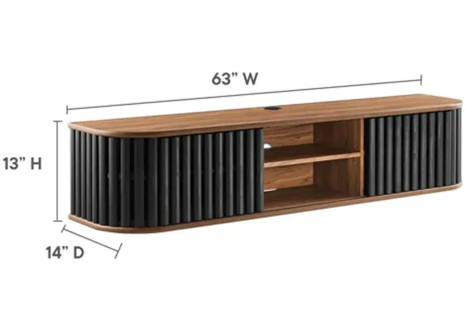 Fortitude 63" Wall-Mounted TV Stand by Modway