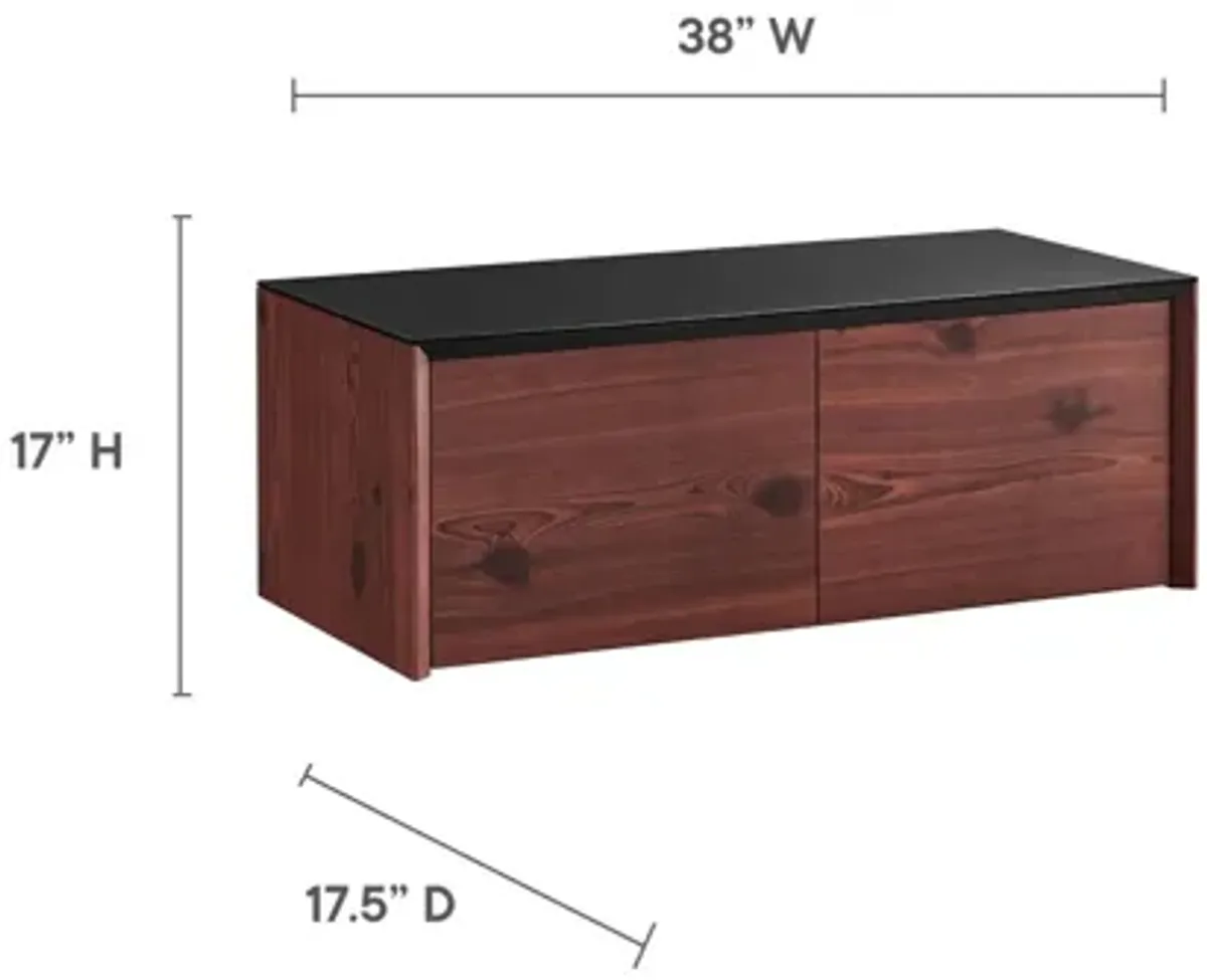 Kinetic 38" Wall-Mount Office Desk With Cabinet and Shelf by Modway