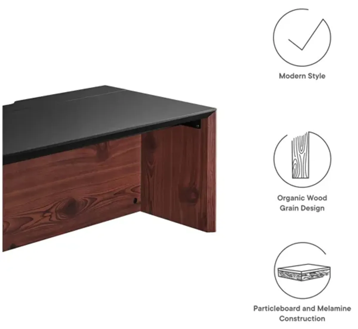 Kinetic 38" Wall-Mount Office Desk With Cabinet and Shelf by Modway