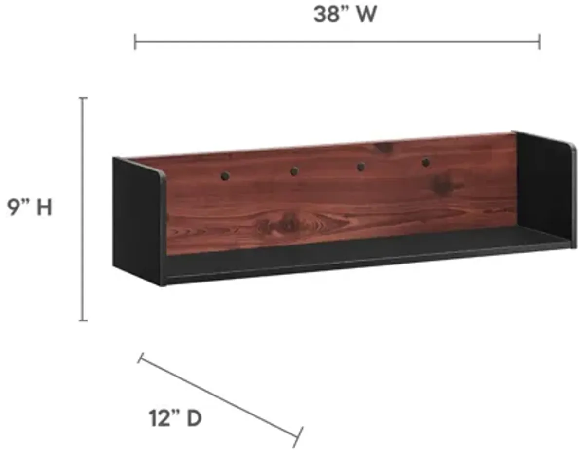 Kinetic 38" Wall-Mount Office Desk With Cabinet and Shelf by Modway