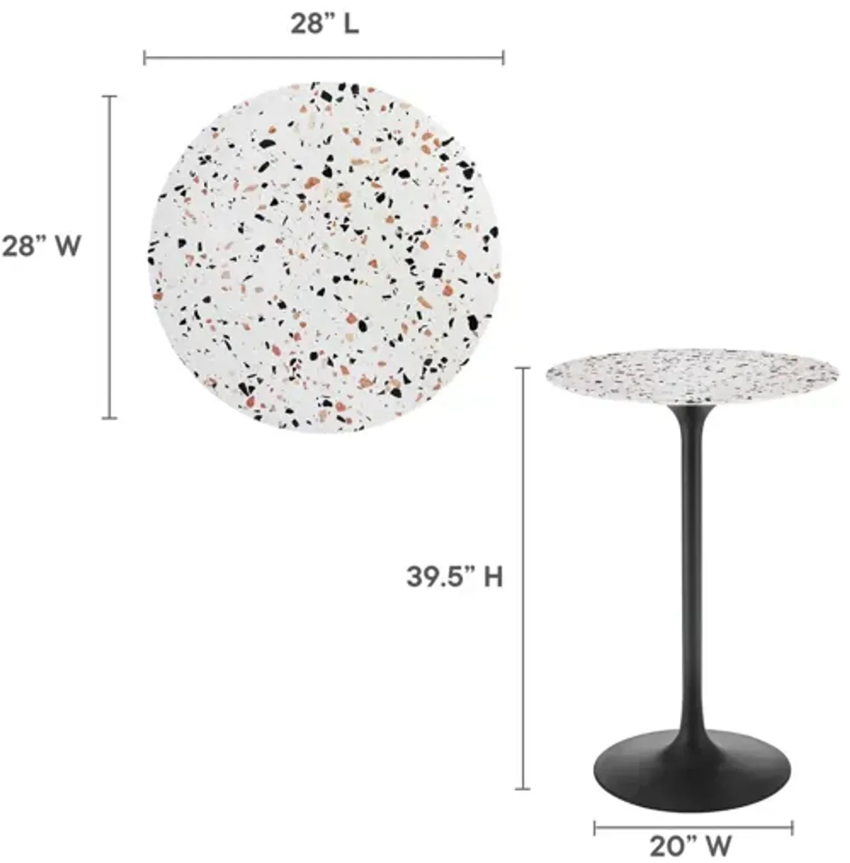 Lippa 28" Round Terrazzo Bar Table by Modway