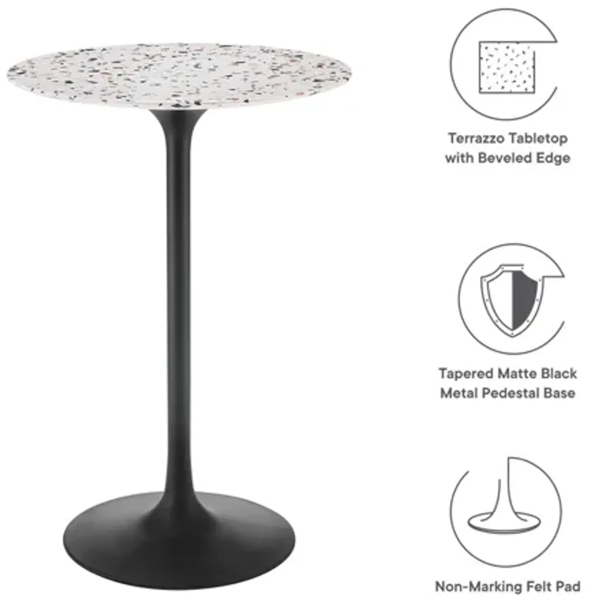 Lippa 28" Round Terrazzo Bar Table by Modway