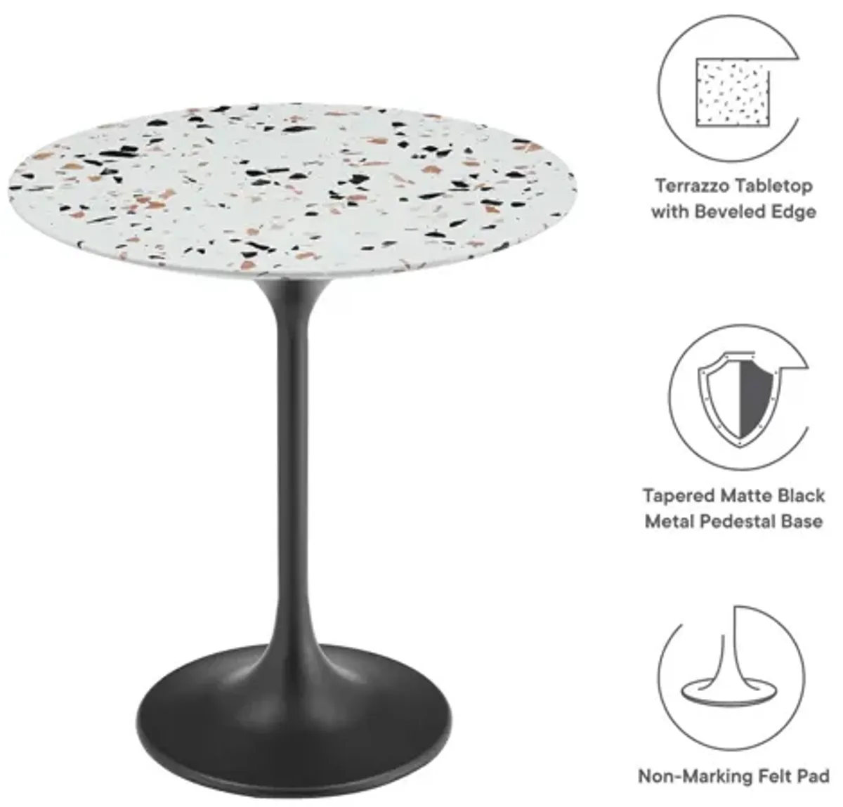 Lippa 20" Round Terrazzo Side Table by Modway