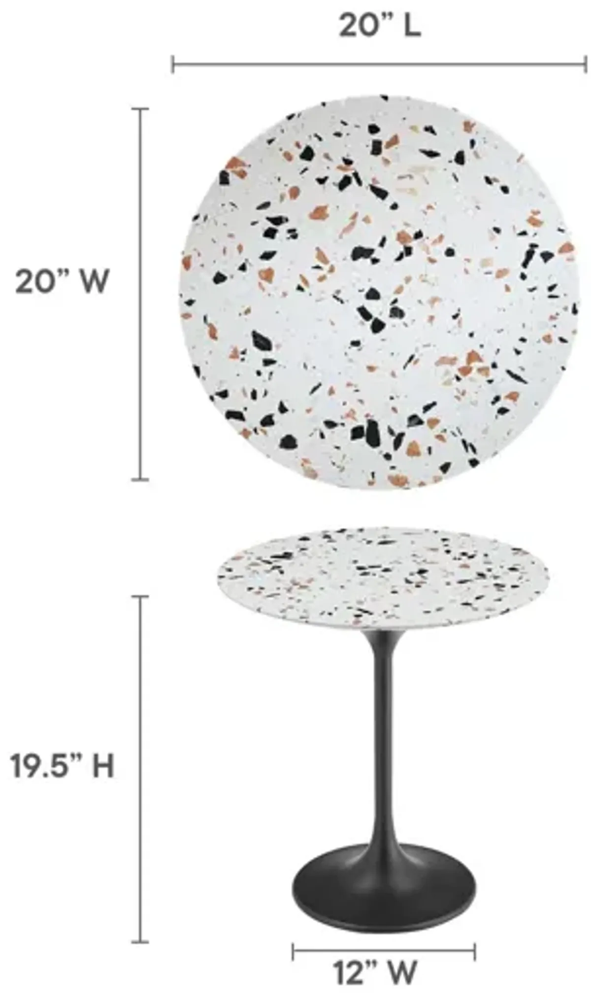 Lippa 20" Round Terrazzo Side Table by Modway