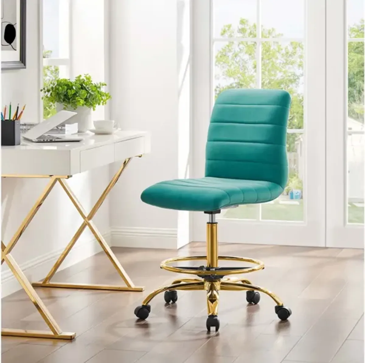 Ripple Armless Performance Velvet Drafting Chair by Modway