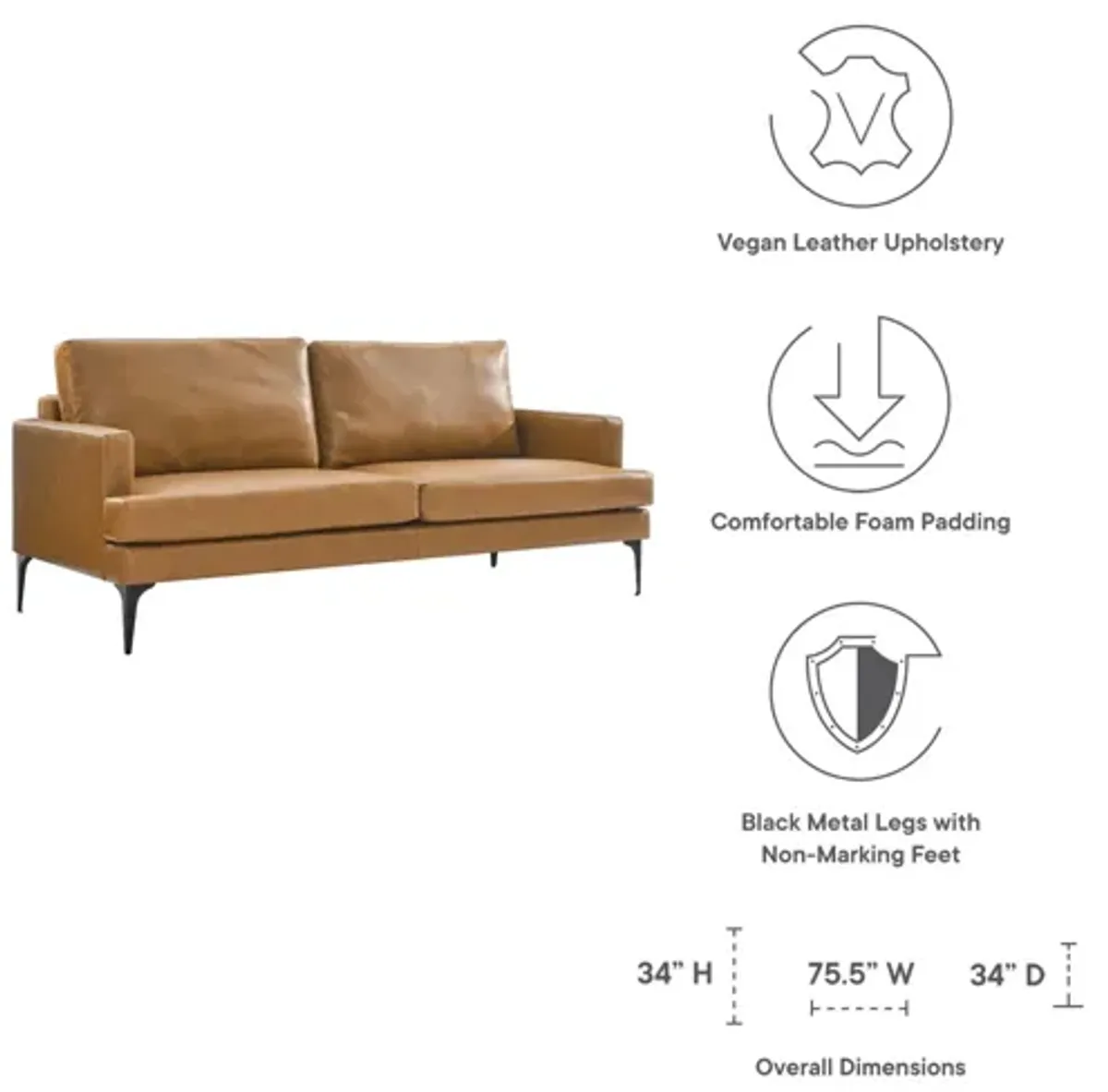 Evermore Vegan Leather Sofa by Modway