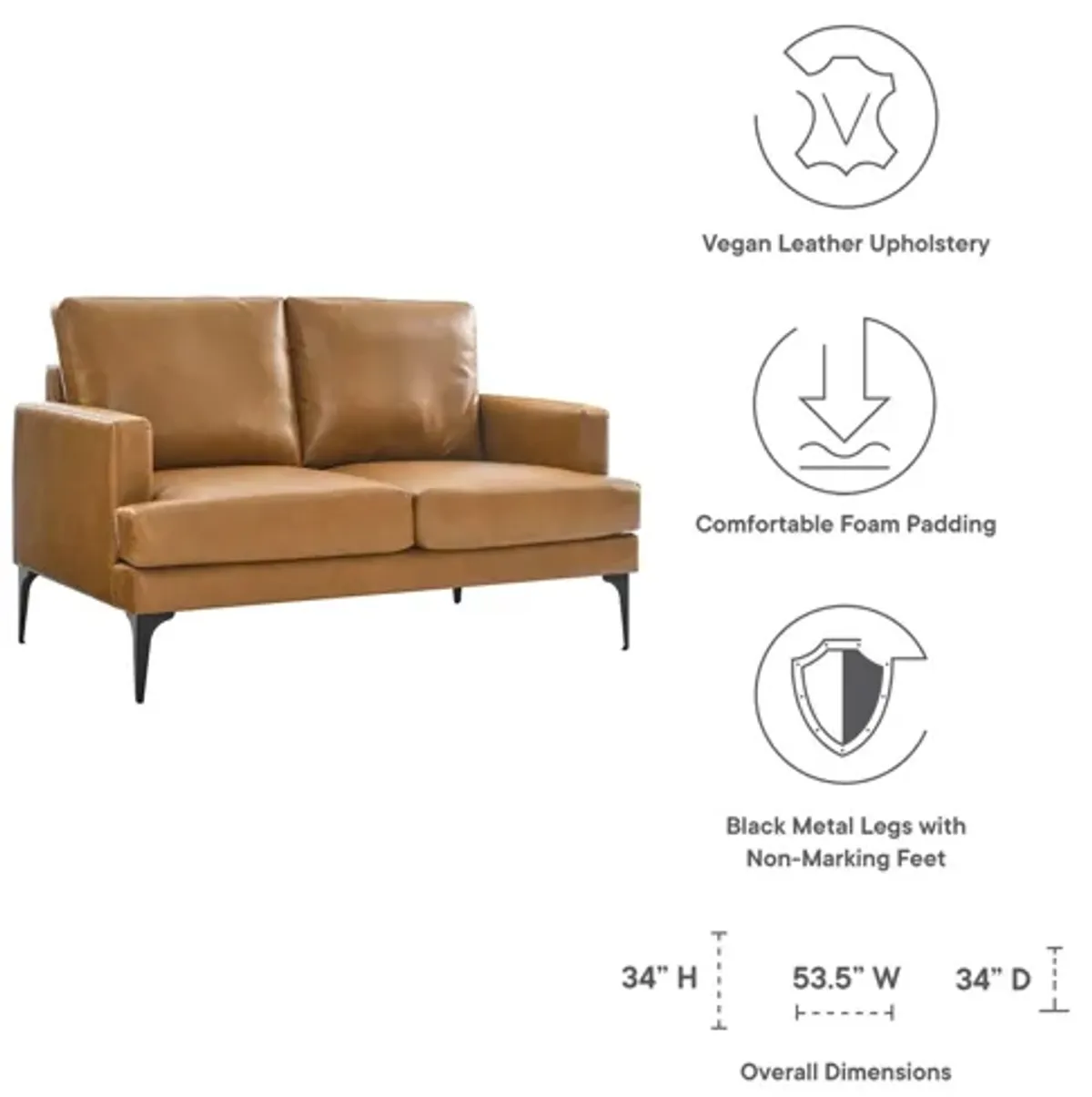 Evermore Vegan Leather Loveseat by Modway