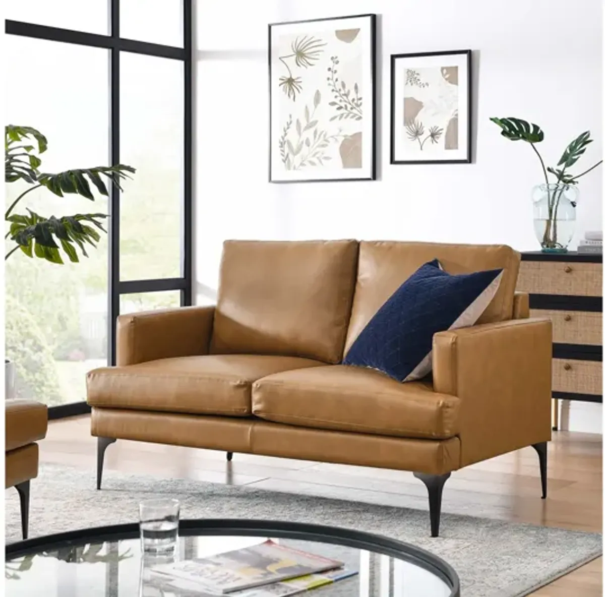 Evermore Vegan Leather Loveseat by Modway