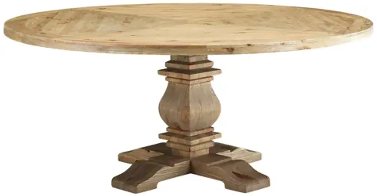 Column 71" Round Pine Wood Dining Table by Modway