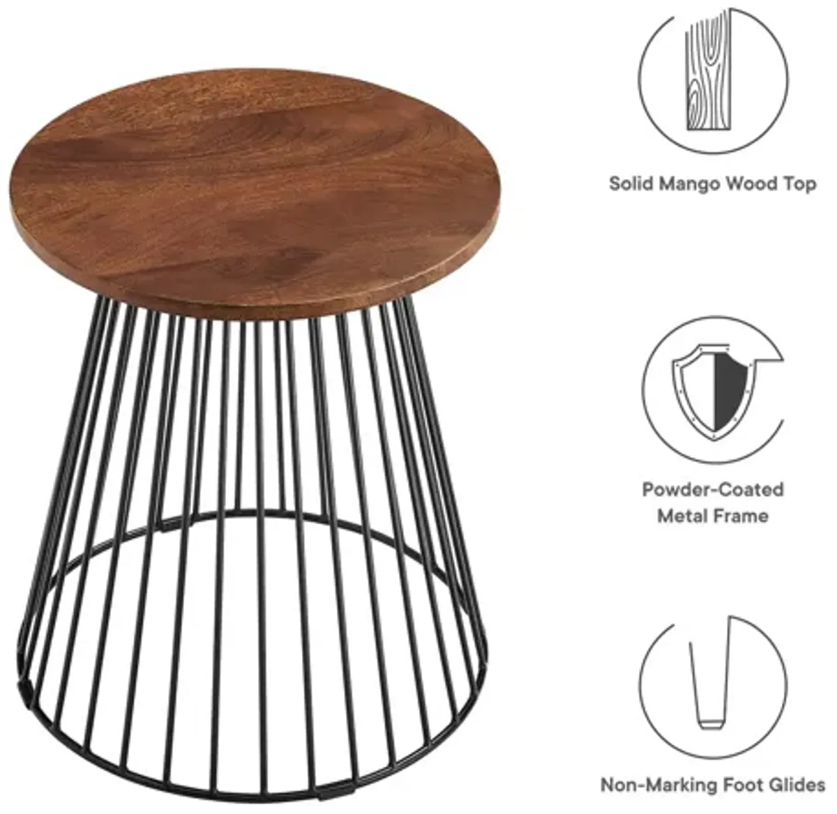 Valeo Round Wood and Metal Side Table