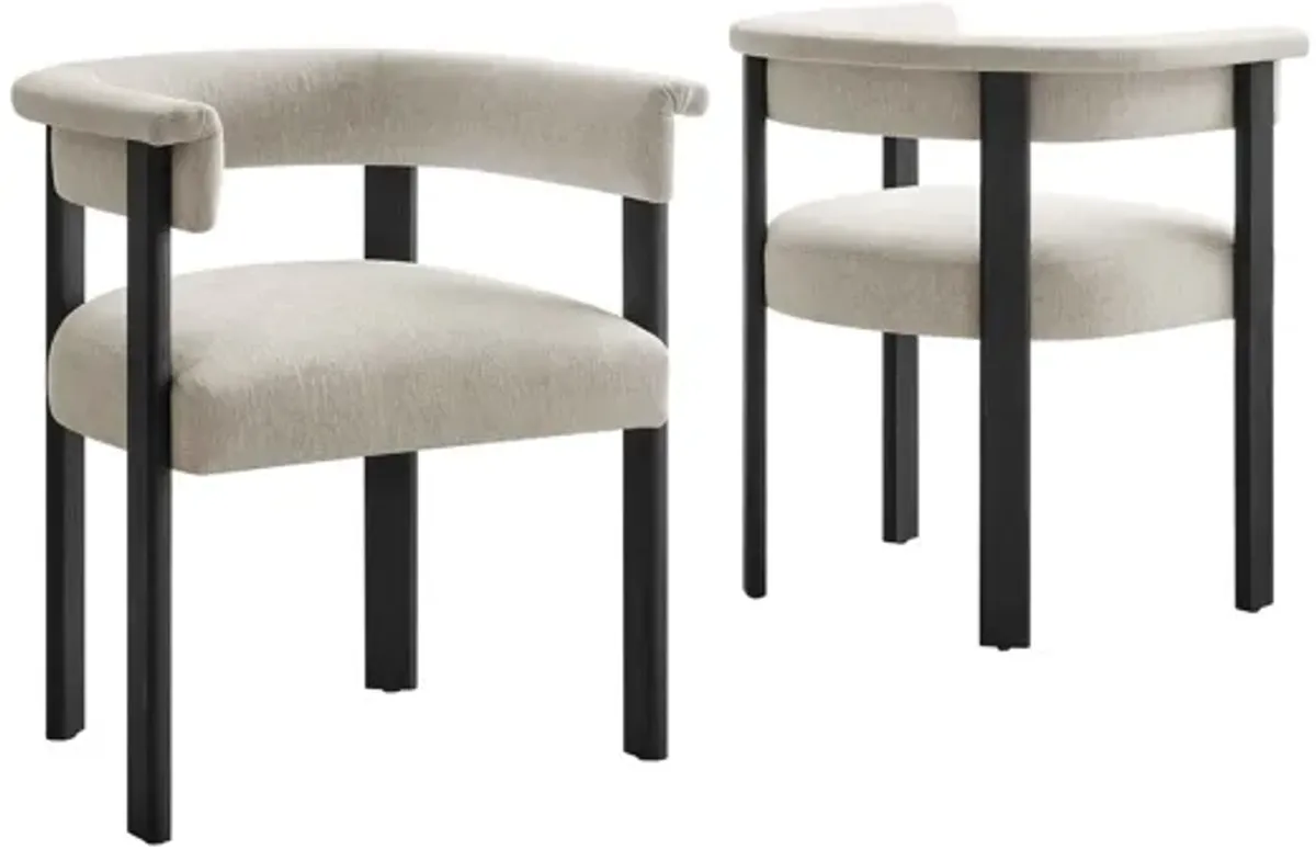 Imogen  Fabric Upholstered Barrel Dining Chairs Set of 2