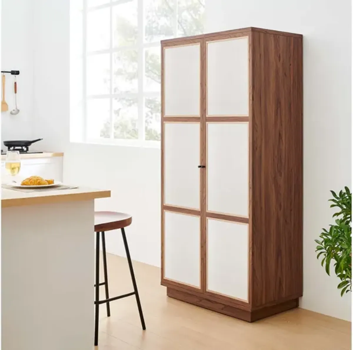 Capri 70" Tall Wood Grain Storage Cabinet