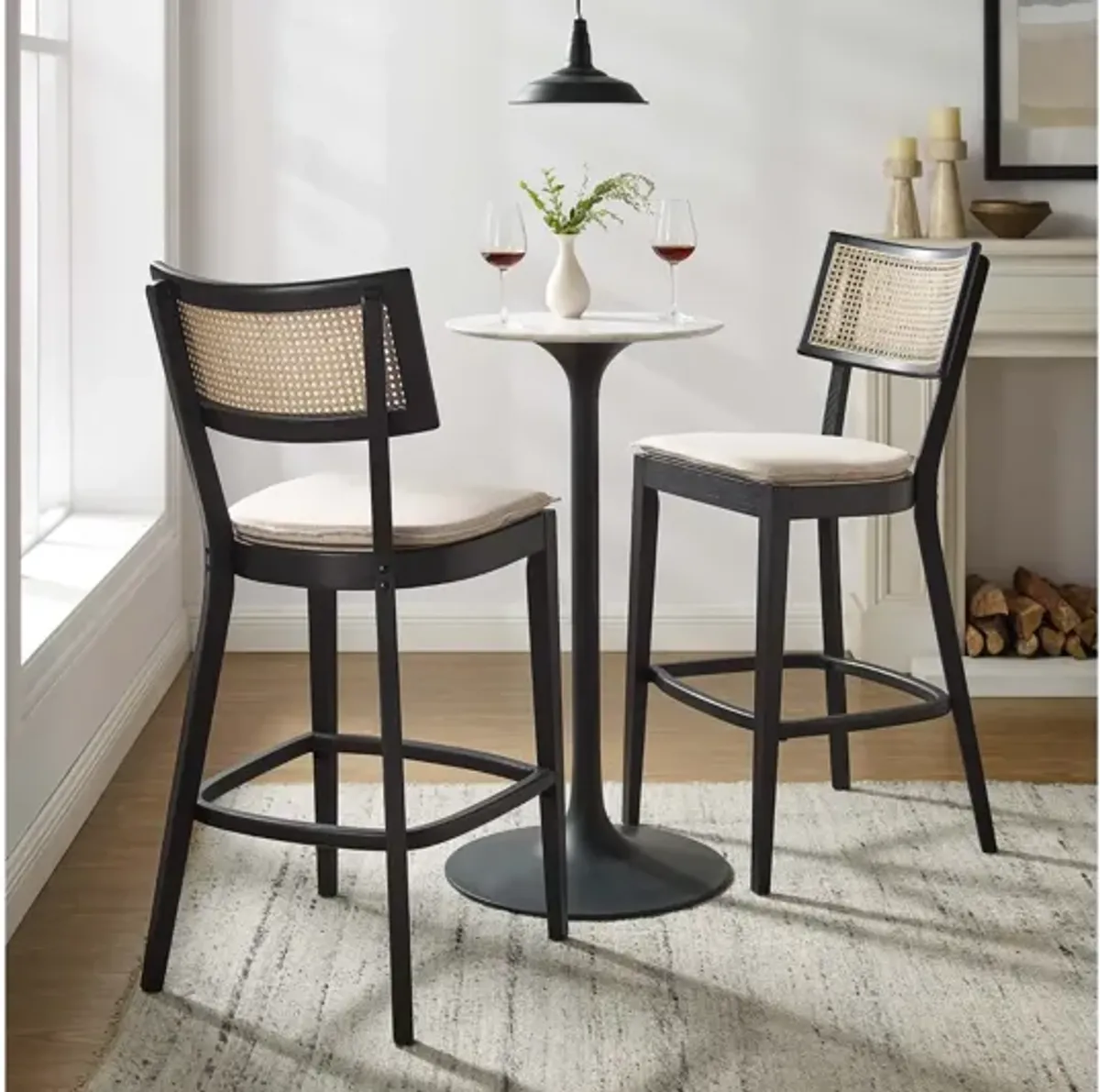 Caledonia Wood Bar Stools Set of 2