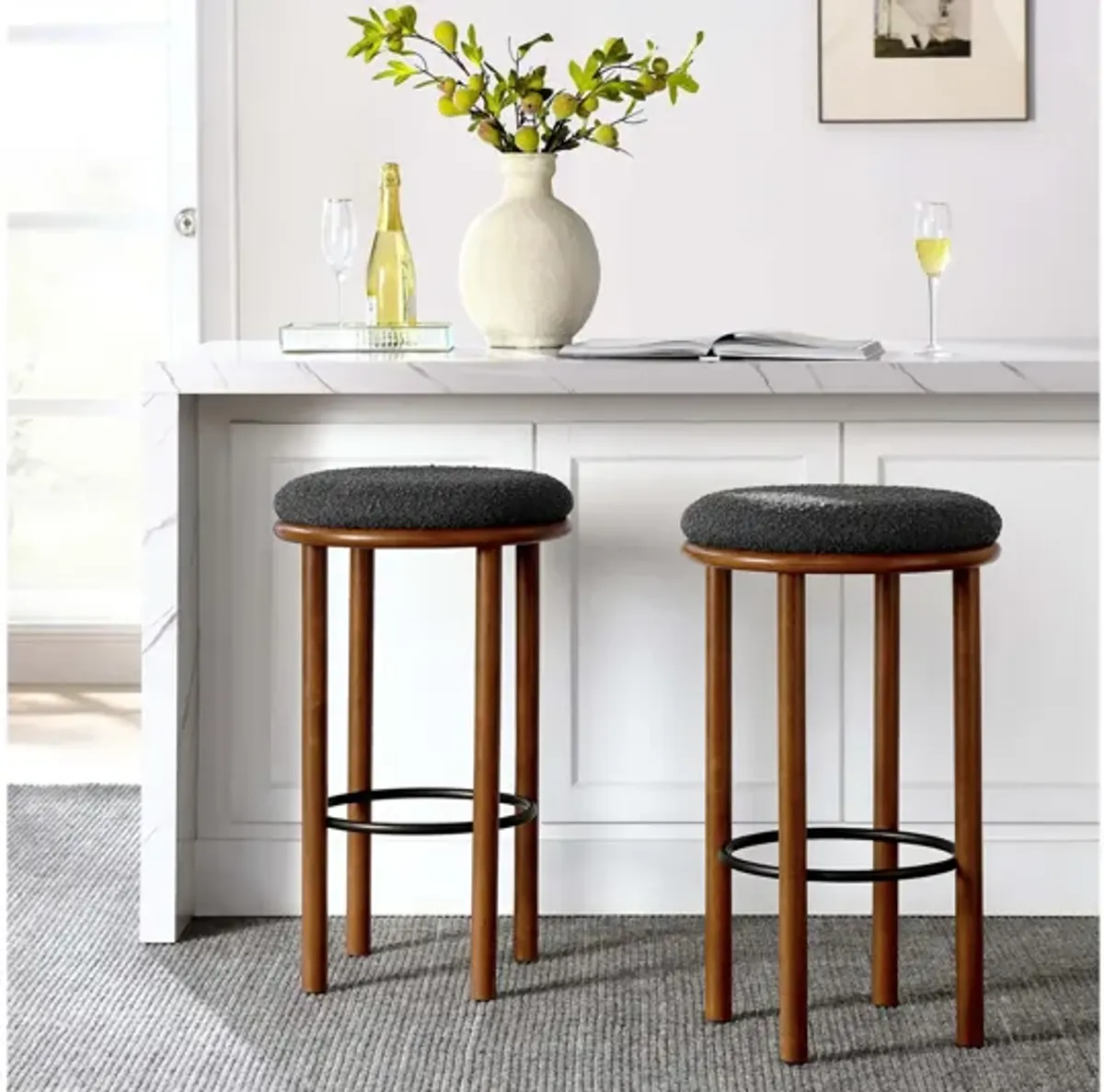 Fable Boucle Fabric Bar Stools Set of 2