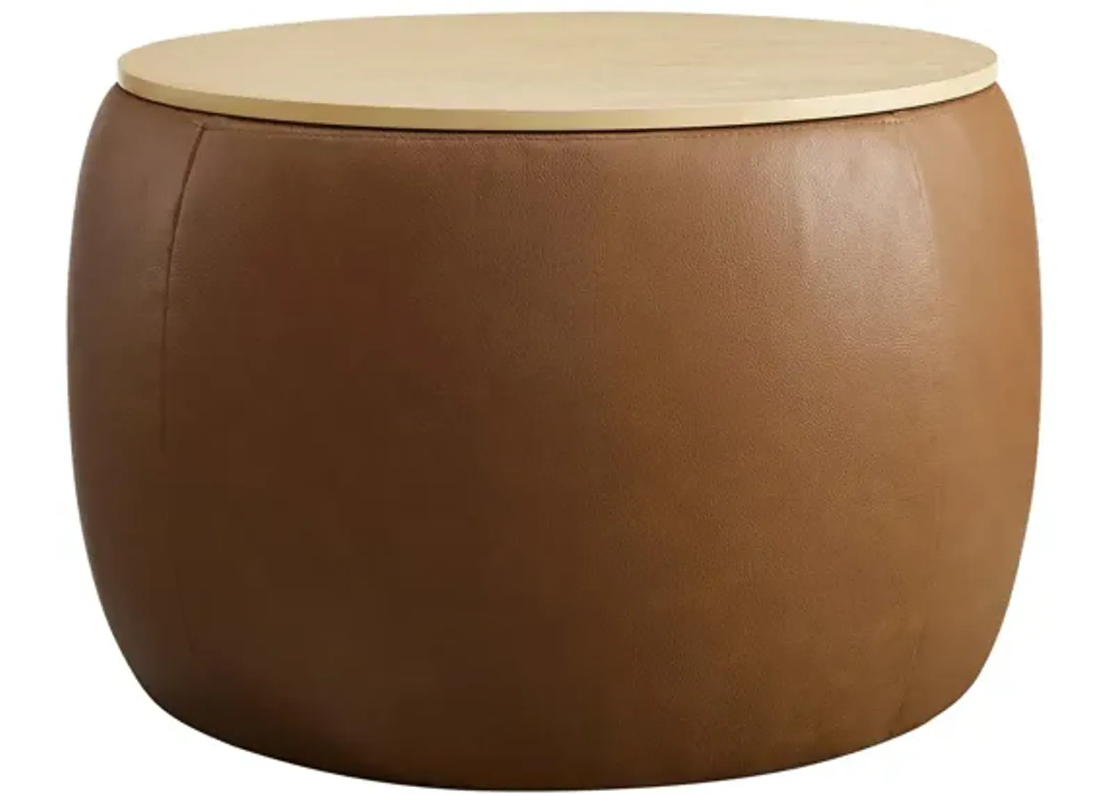 Perla Round Vegan Leather Storage Ottoman