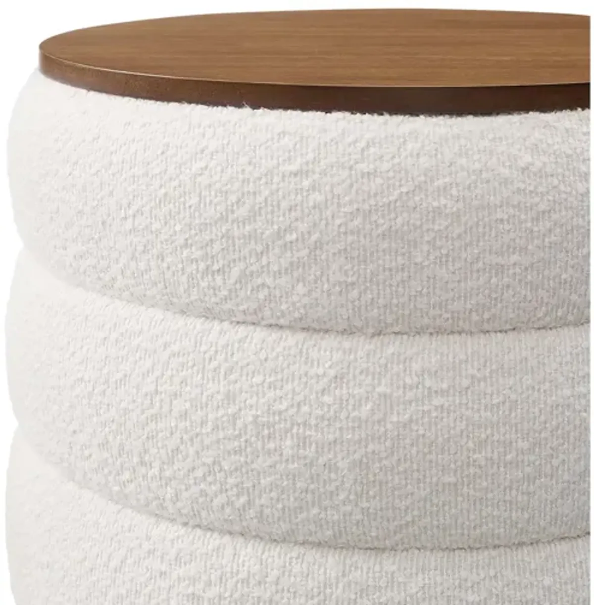 Mezzo Round Boucle Fabric Storage Ottoman