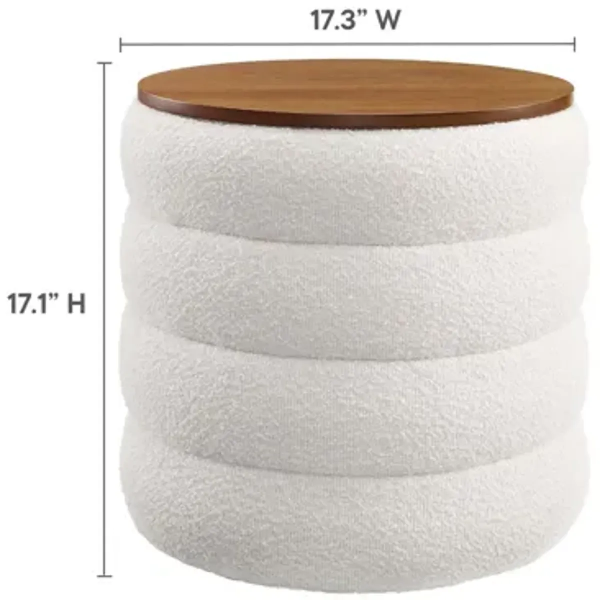 Mezzo Round Boucle Fabric Storage Ottoman