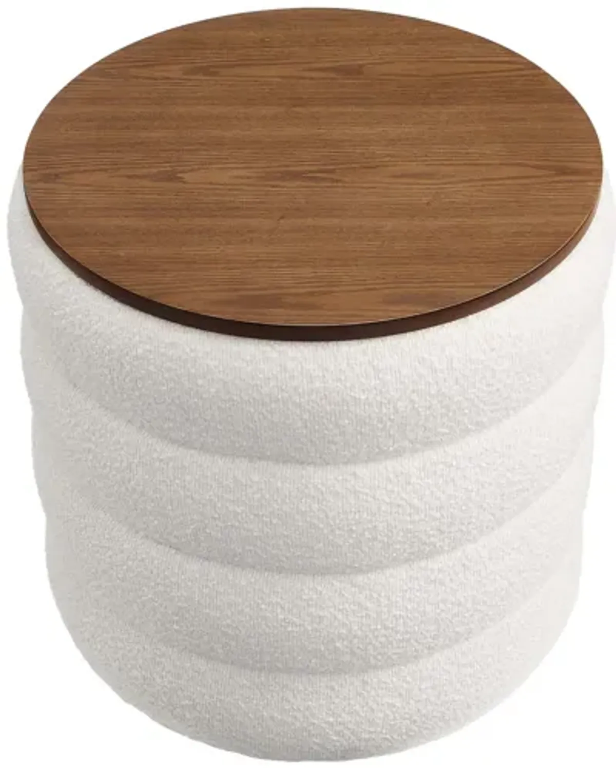 Mezzo Round Boucle Fabric Storage Ottoman