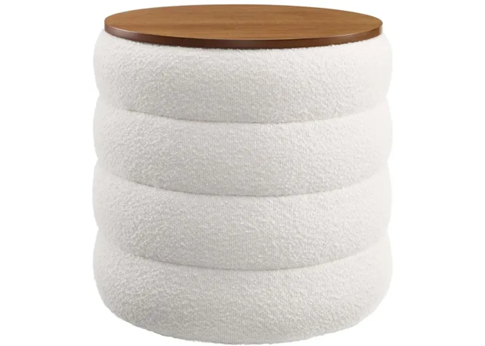 Mezzo Round Boucle Fabric Storage Ottoman