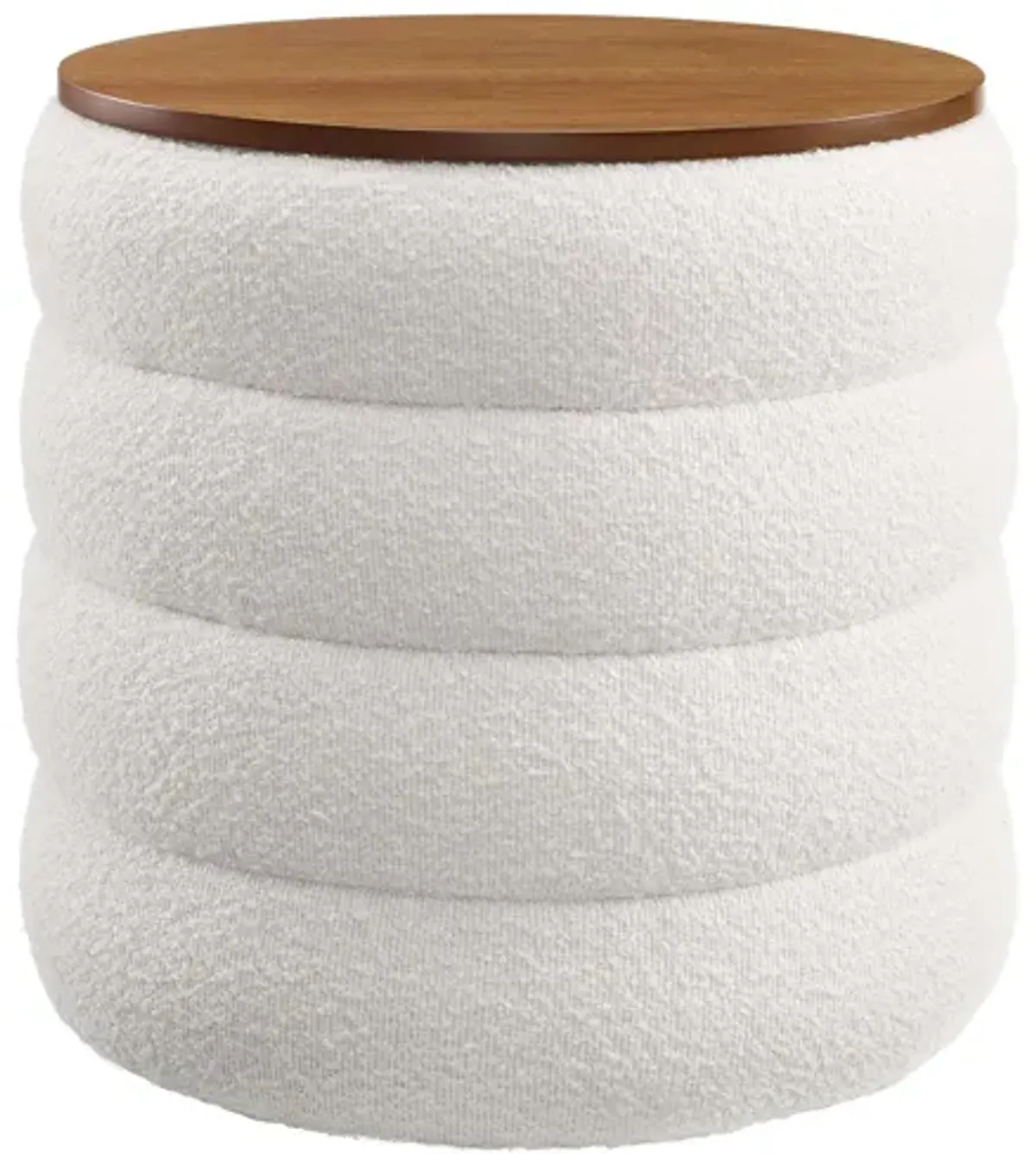 Mezzo Round Boucle Fabric Storage Ottoman