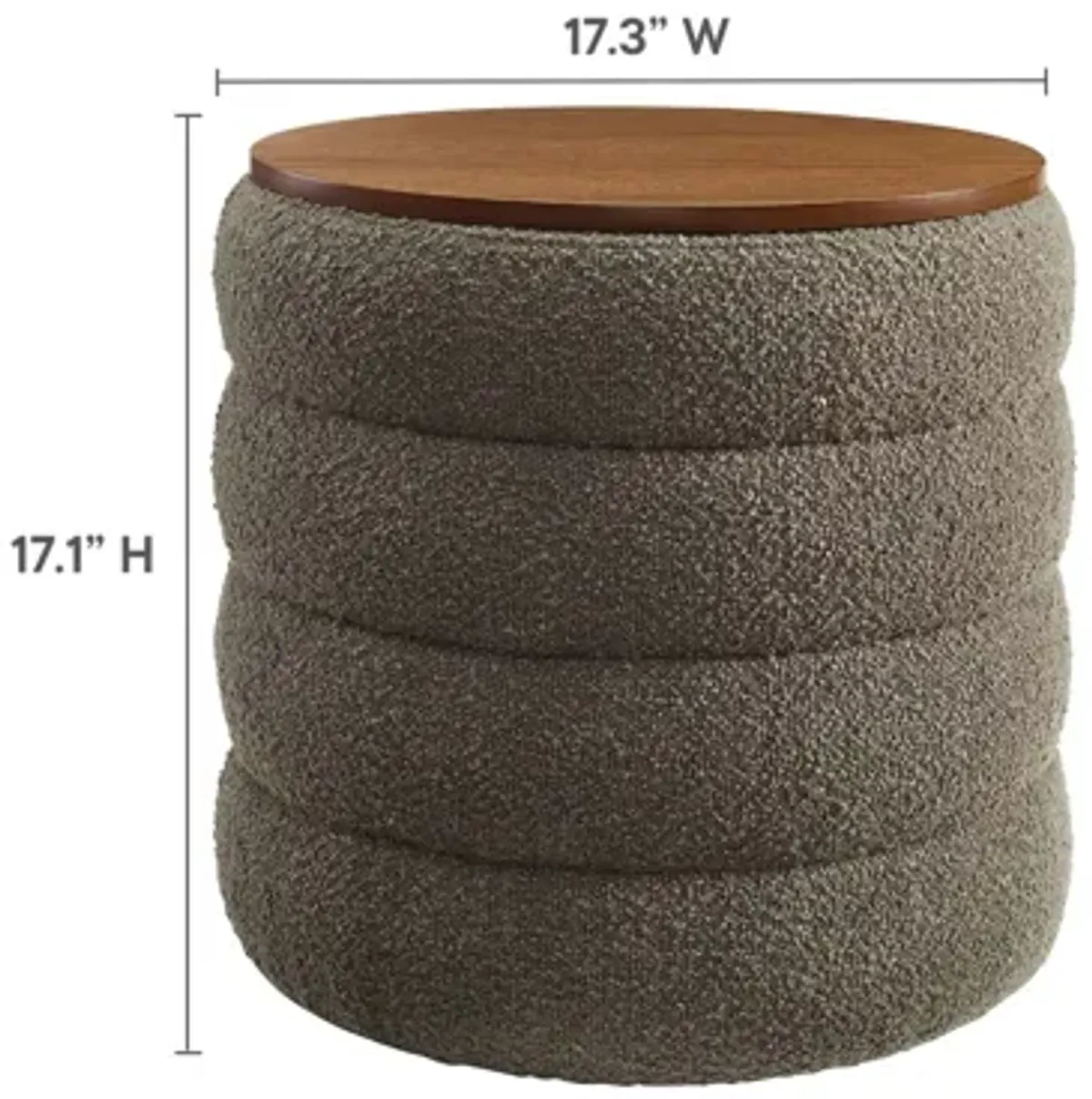 Mezzo Round Boucle Fabric Storage Ottoman