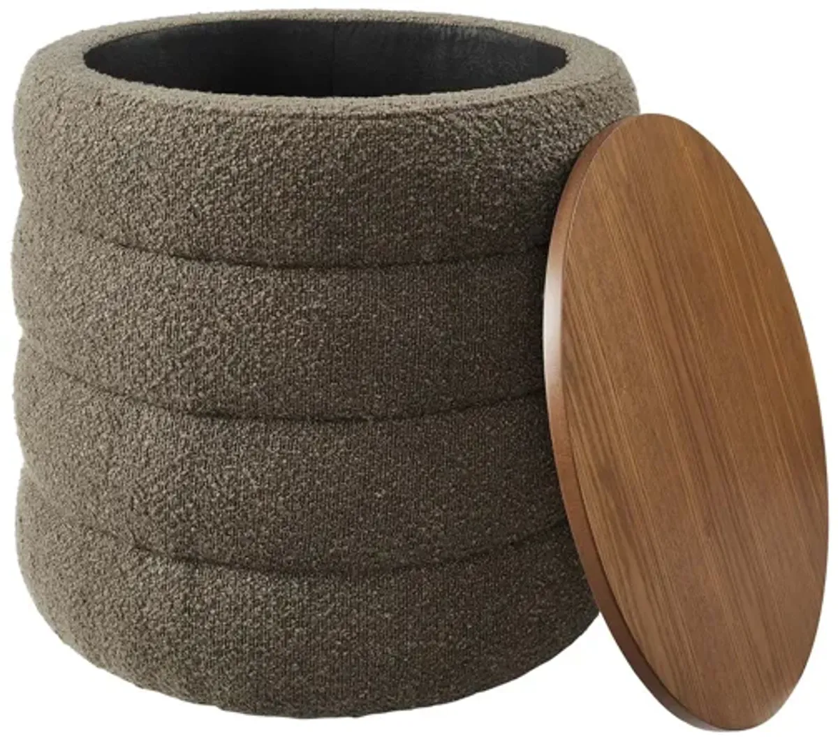 Mezzo Round Boucle Fabric Storage Ottoman