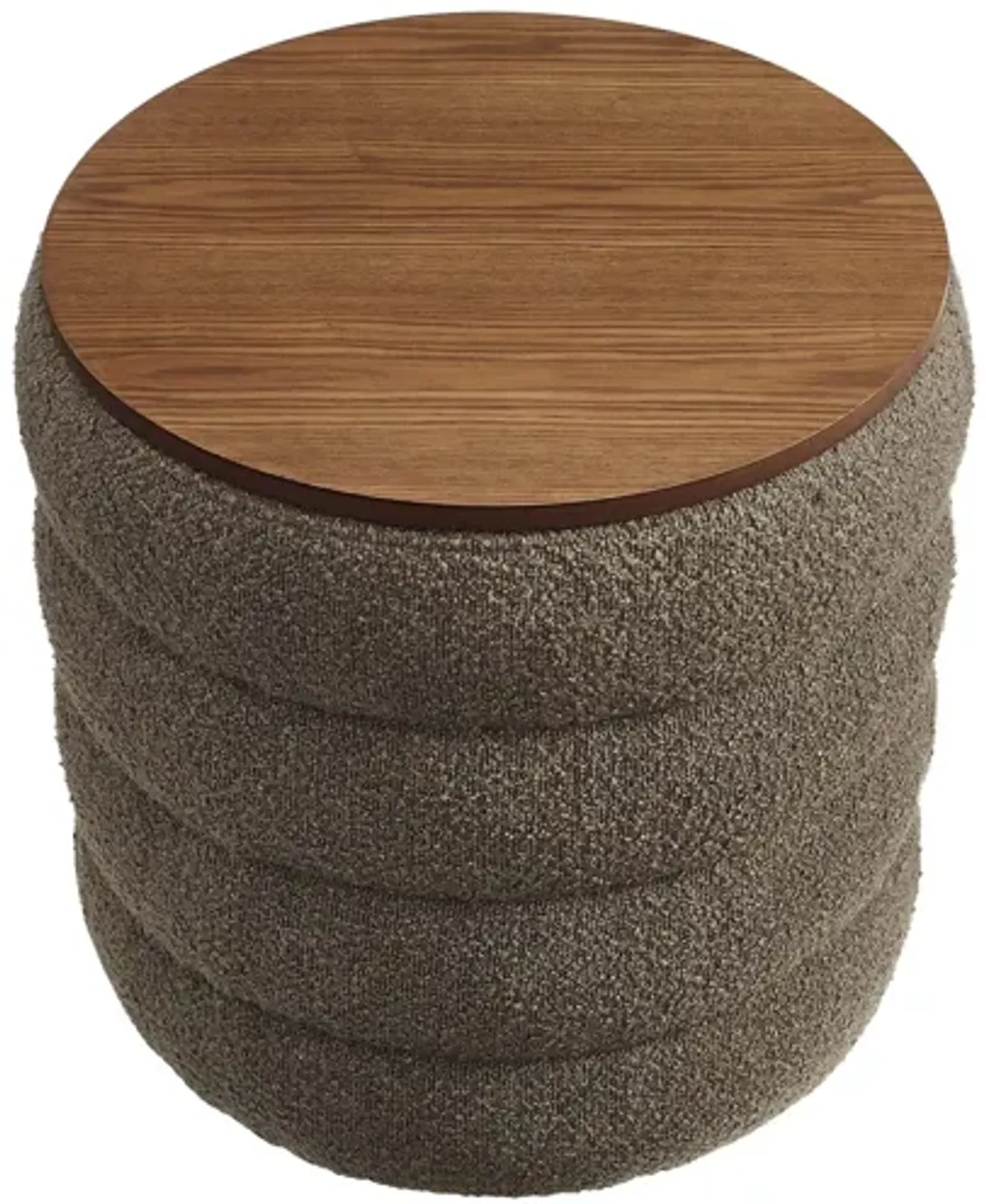 Mezzo Round Boucle Fabric Storage Ottoman