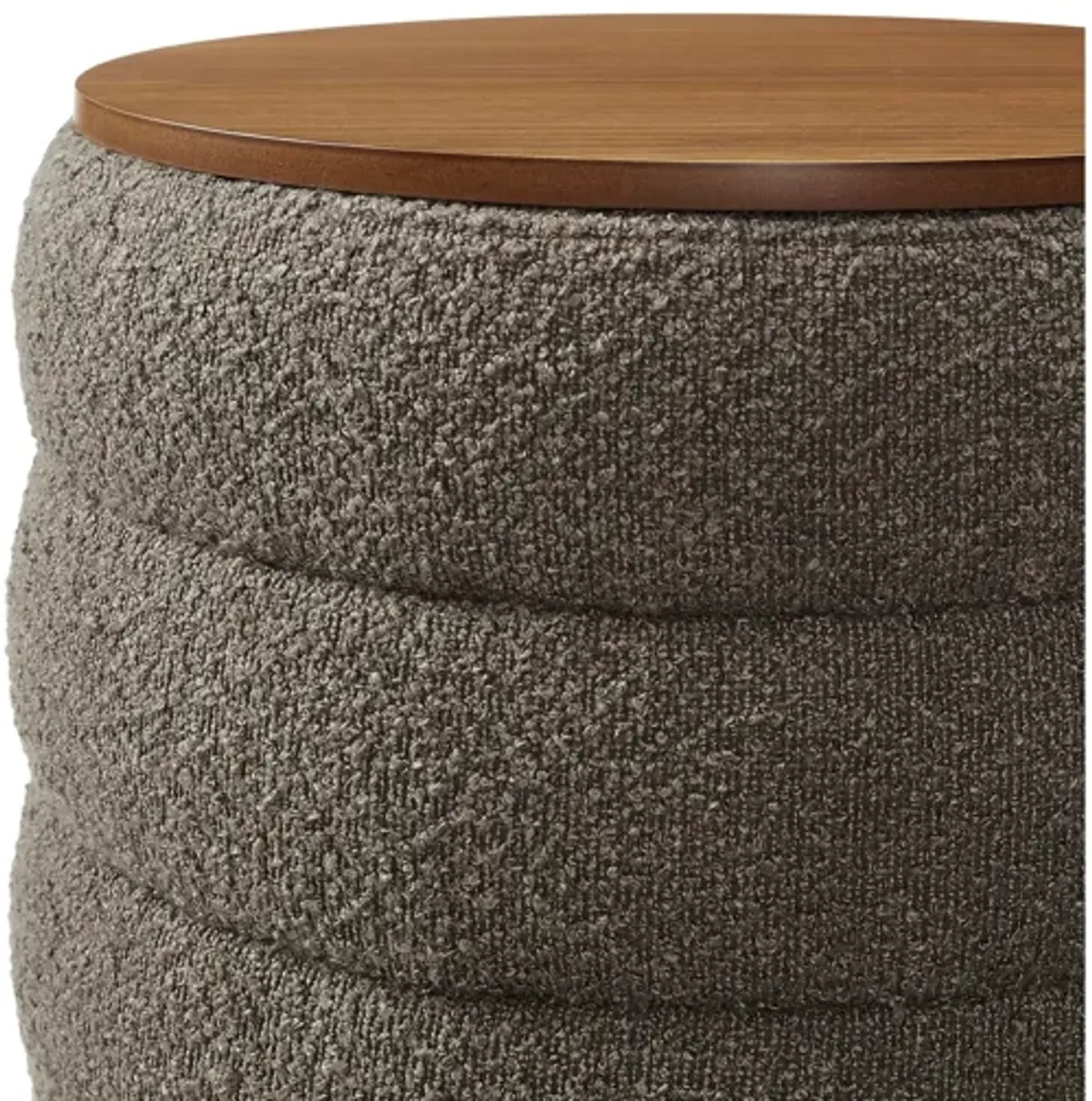 Mezzo Round Boucle Fabric Storage Ottoman