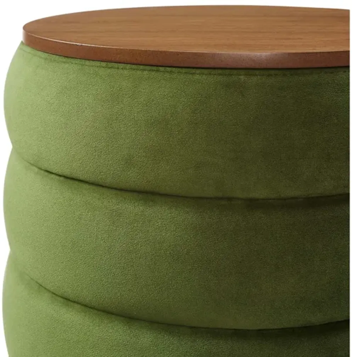 Mezzo Round Performance Velvet Storage Ottoman