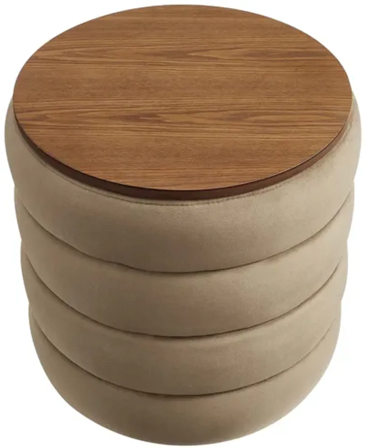 Mezzo Round Performance Velvet Storage Ottoman