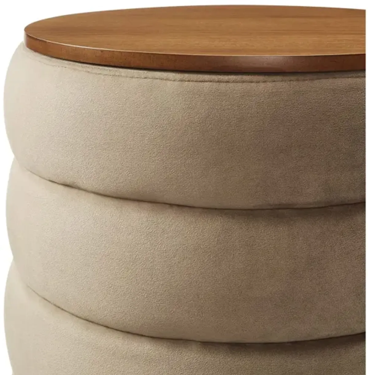 Mezzo Round Performance Velvet Storage Ottoman