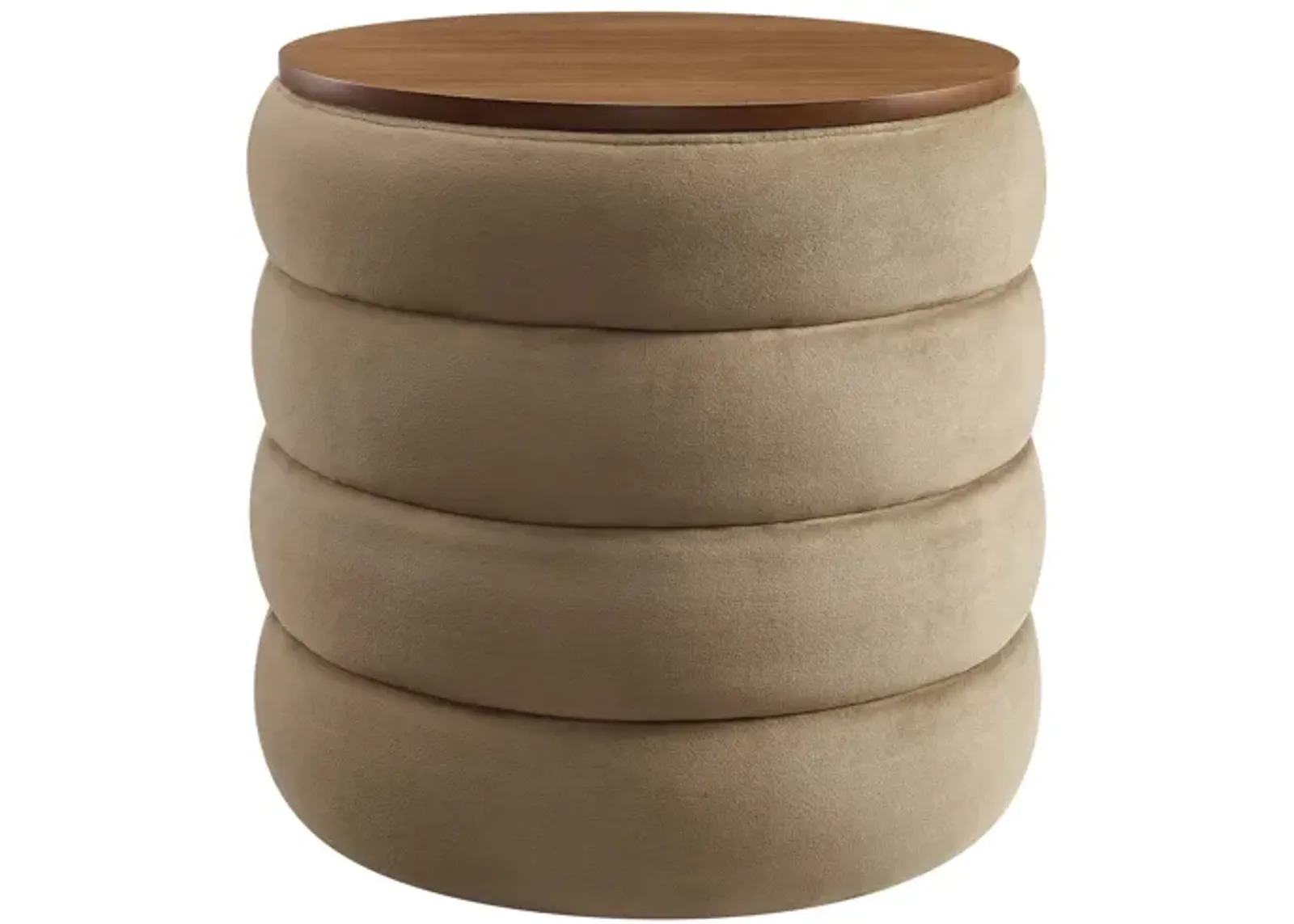 Mezzo Round Performance Velvet Storage Ottoman